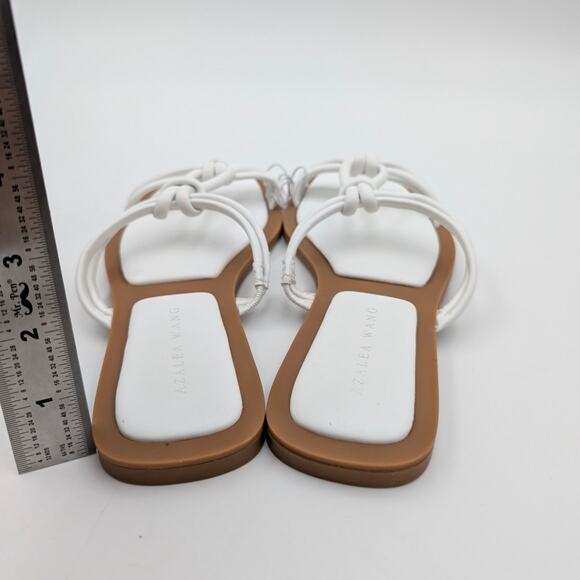 Azalea Wang Stetson Tubular Straps Knot Flat Sandals Women's White Size US6 EU37 - Picture 4 of 12